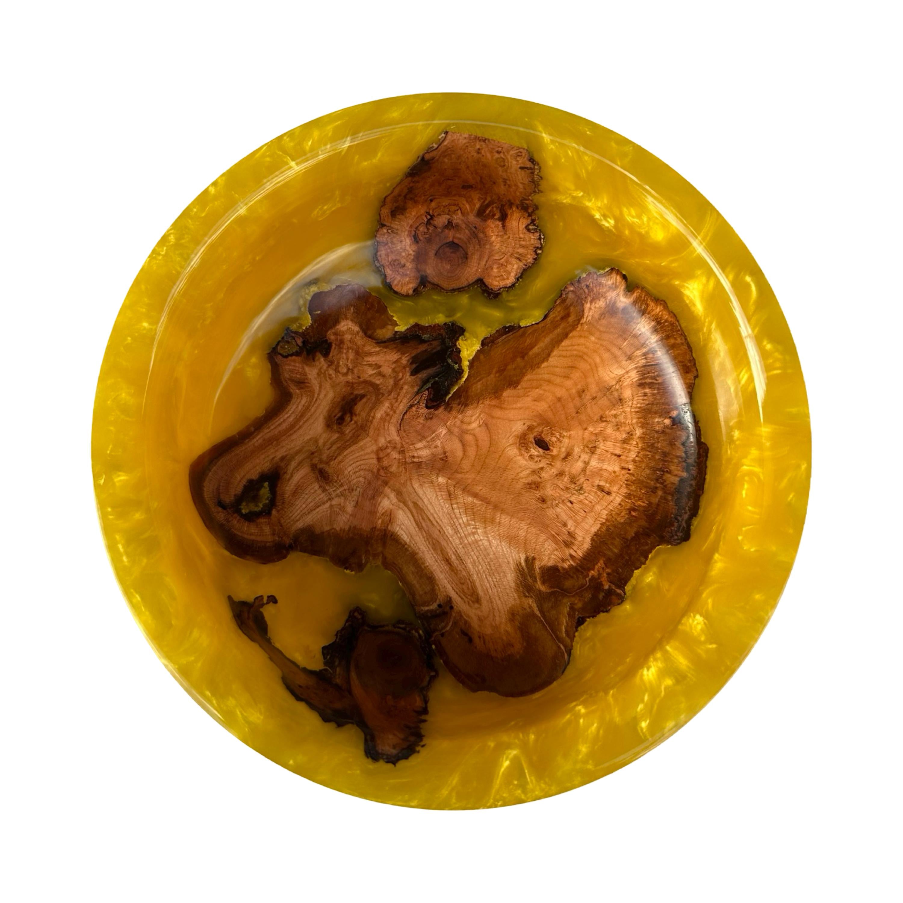 Black Cherry Burl Wood with Yellow Resin