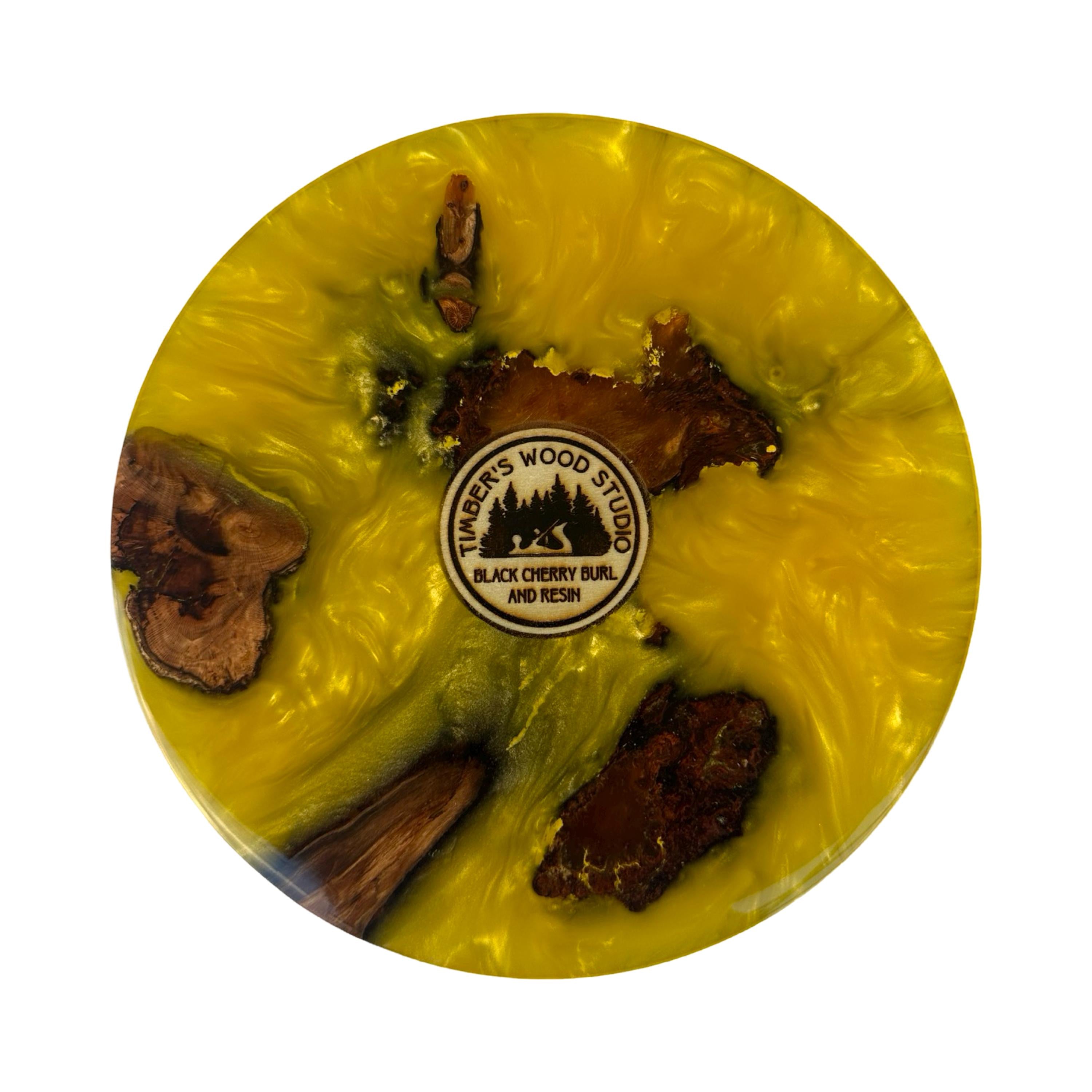 Black Cherry Burl Wood with Yellow Resin