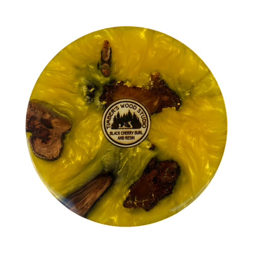 Black Cherry Burl Wood with Yellow Resin
